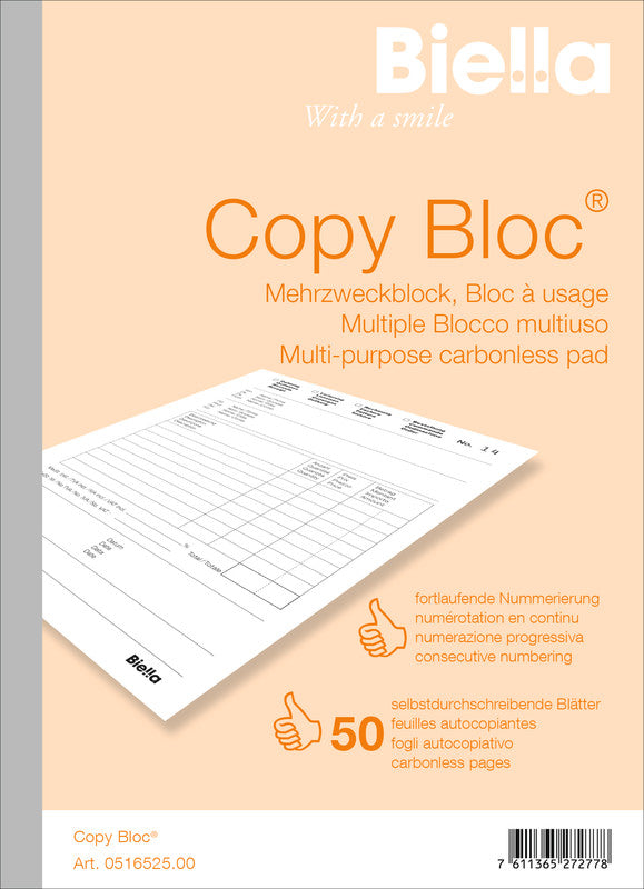 Biella Formularblock – mehrsprachig, 50 Blatt, A5