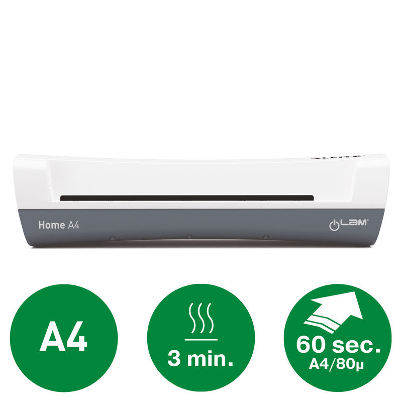 Leitz iLAM Home Laminiergerät A4 – 2-Rollen, 75–125 µm, 3 Min. Aufheizzeit, 300 mm/min, Weiss