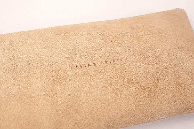 Clairefontaine Flying Spirit Schlamperetui, leer – beige – Leder – 22 × 11 × 12,5 cm