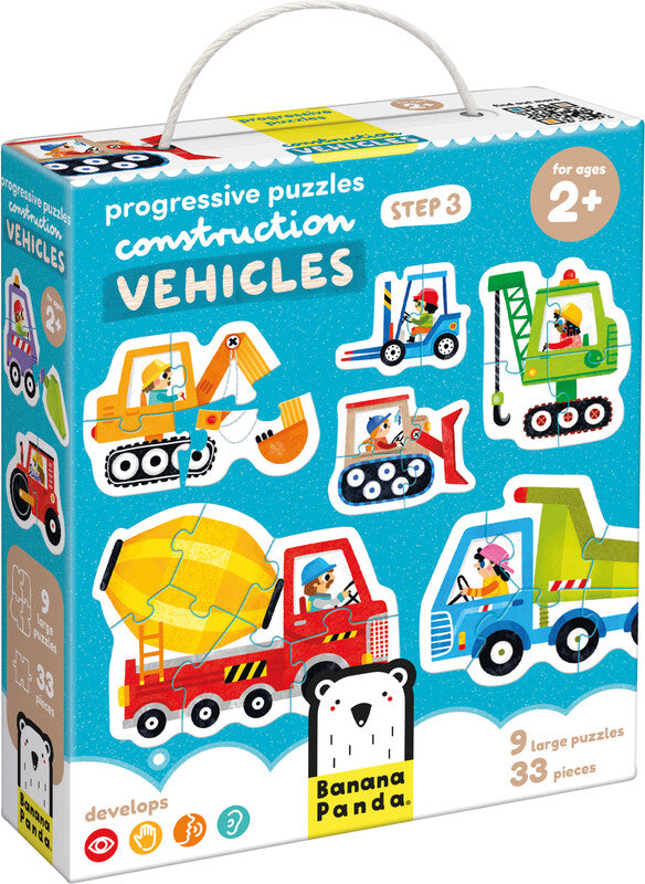 Banana panda Puzzle Baumaschinen – 33 Teile – 16,5×19 cm – ab 2 Jahren – Karton – Mehrfarbig