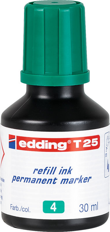 Edding Nachfülltinte für Edding Permanent Marker – Grün, wasserfest, lichtbeständig, geruchsarm, 30 ml