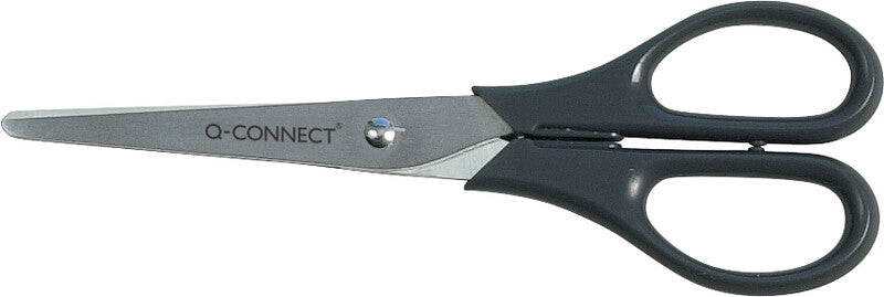 Q-CONNECT Universalschere – Edelstahl, für Rechts- und Linkshänder, abgerundete Spitzen, Kunststoff, Schwarz