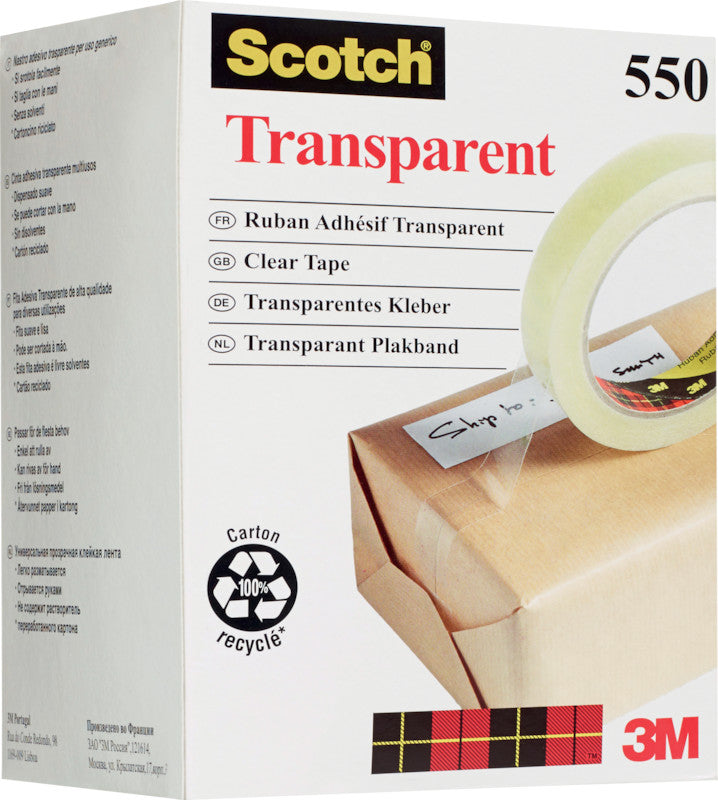 Scotch Klebeband – permanent, klar, Kunststoff, 15 mm × 66 m, transparent, Kern Ø 76 mm