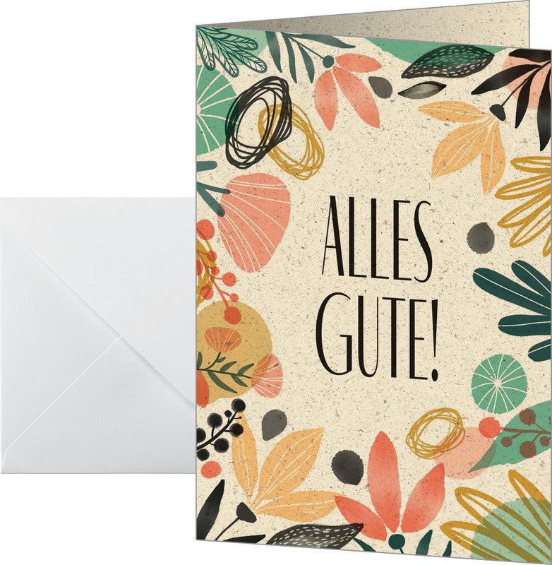 Sigel Grusskarte Bunte Pflanzen – A6 (105 × 148 mm) – mit Umschlägen, Text DE, für Inkjet/Laser/Kopierer