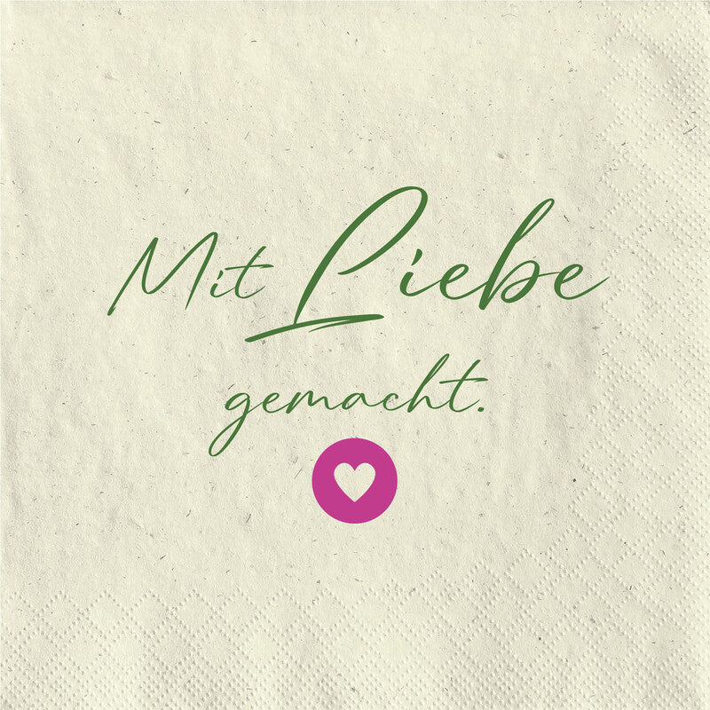 Fasana Servietten Mit Liebe gemacht – 33 × 33 cm – 2-lagig, Tissue – 20 Stk., FSC