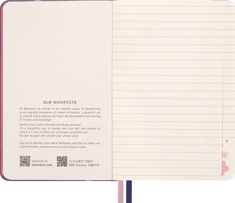 Moleskine Notizbuch, 90 × 140 mm, liniert, geleimt, 160 Seiten – blau