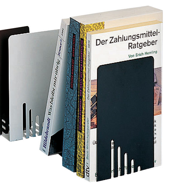 MAUL Buchstützen schmal – schwarz – 85 × 140 mm – Stahl, 2 Stück