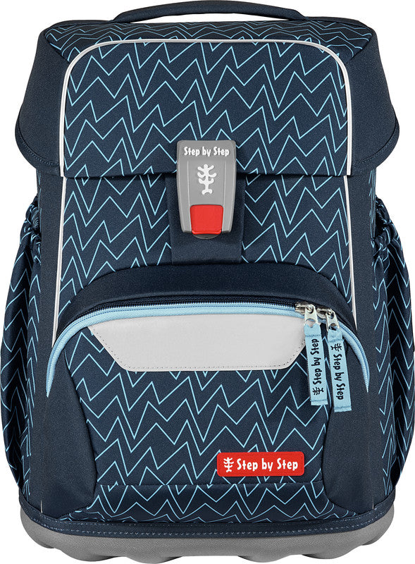 Step by Step Basis Schulrucksack-Set – 4-teilig – Blue Lines – Recycelte Materialien