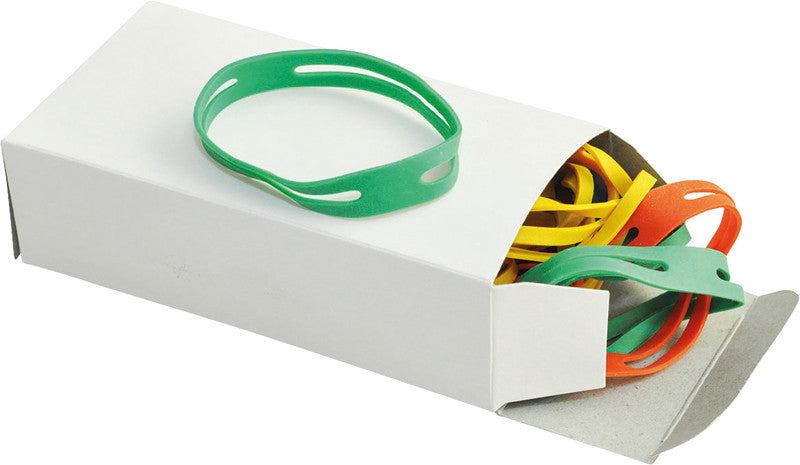 Q-connect Kreuzgummibänder – 10 × 75 mm, Ø 50 mm, farbig sortiert, Naturkautschuk, 100 g