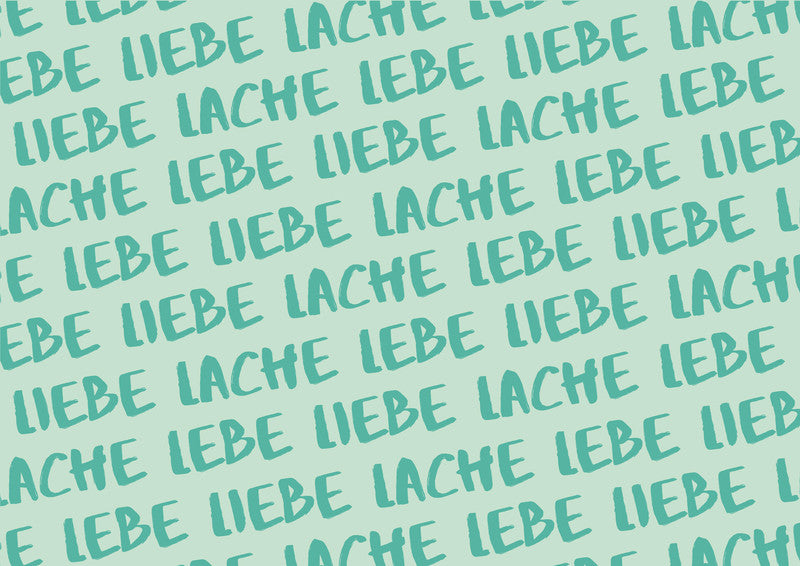 Braun + company Geschenkpapier Rolle – Lebe, Liebe – gestrichenes Papier, 80 g/m2 – 700 × 2000 mm – türkis