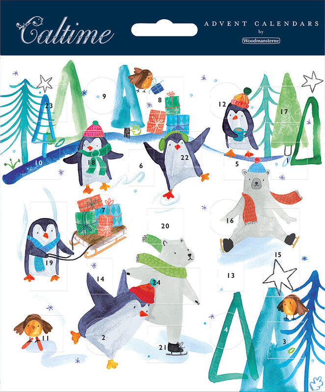Caltime Adventskalender Schneespass, Karton, sortiert, 16 × 16 cm – eco:plus