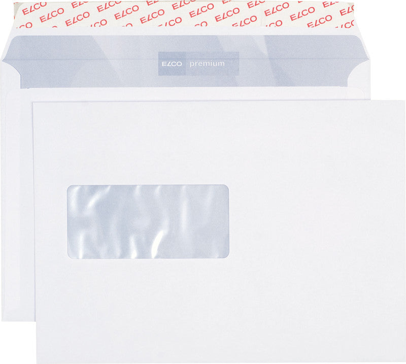 Elco Couvert C5, Fenster links, Haftklebung, hochweiss, 100 g/m² – 500 Stk.