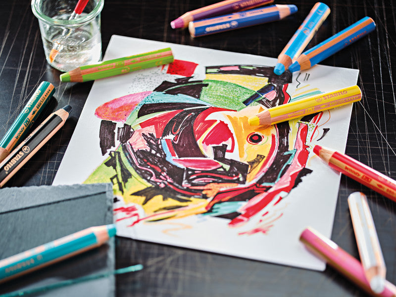 STABILO 3-in-1 Farbstifte Arty – 18 Farben, mit Spitzer und Pinsel, Ø 4,2 mm, PEFC