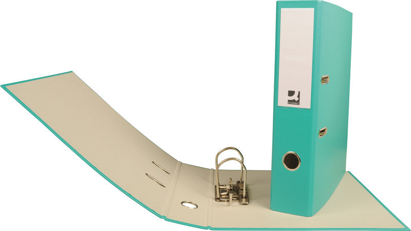 Q-connect Ordner – A4 hoch – 2-Ring Hebelmechanik, Rücken 70 mm – türkis, Karton, mit Griffloch, FSC