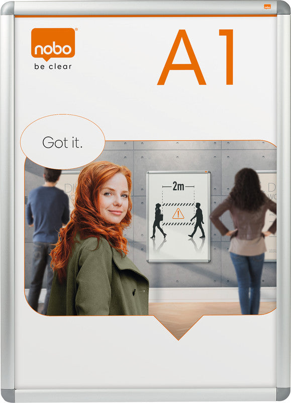 Nobo Plakatrahmen Premium Plus – 650 × 900 mm, silber, Metall