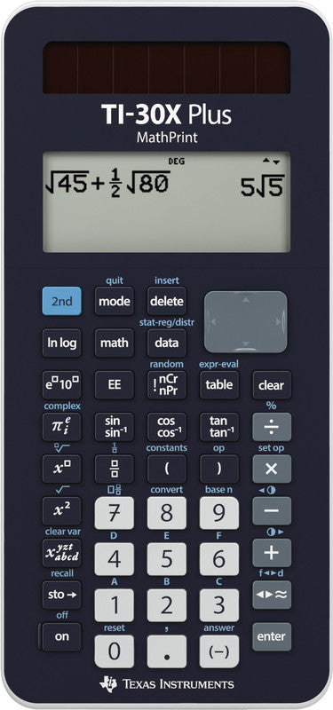 Texas Instruments Taschenrechner TI-30X Plus MathPrint – 11-stellig, 4-zeilig LCD, Solar + Batterie