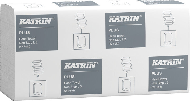 Katrin Falthandtuch – W-Falz, 3-lagig, Zellstoff, Weiss, 203 × 320 mm, für Katrin Inclusive Mini & Medium