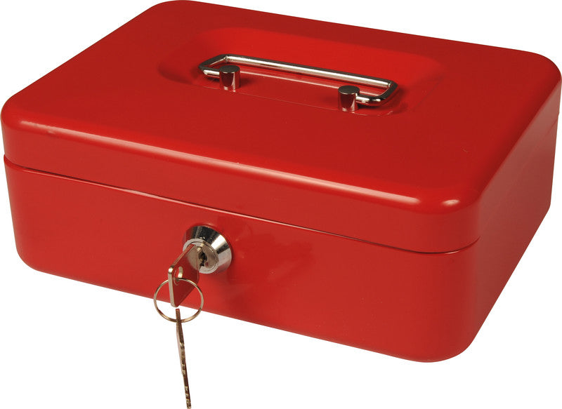 Q-Connect – Geldkassette – mit Schlüssel – 20,7 × 15,7 × 7,7 cm – Rot – Stahl