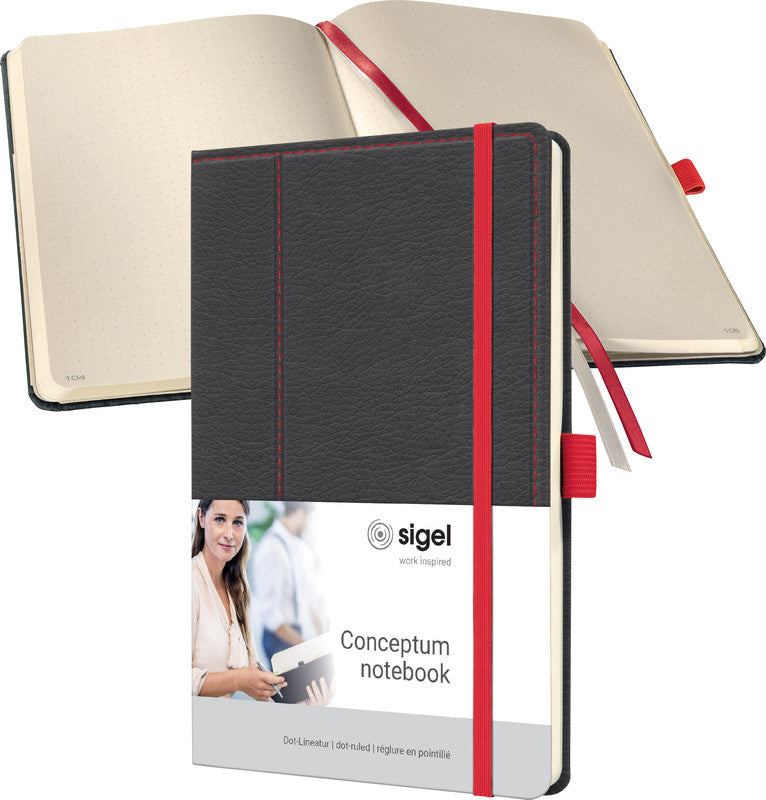 Sigel Notizbuch, 135 × 203 mm, punktkariert, Fadenheftung, 194 Seiten, 80 g/m² – grau