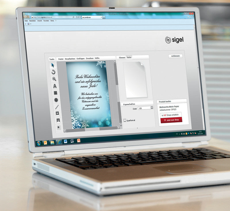 Sigel Motivpapier – A4, 90 g/m², Motiv: Blaue Schneeflocken – für Inkjet/Laser/Kopierer – FSC – 25 Blatt