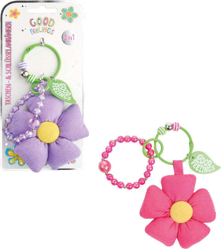 Trendhaus Schlüsselanhänger Blume – abnehmbares Perlenarmband, mit Schlüsselring, sortiert, Länge 14 cm