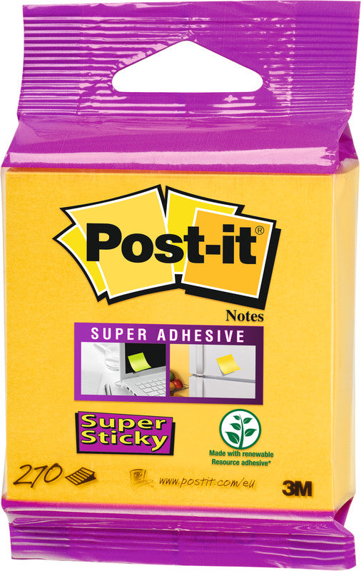 Post-it Haftnotizen Super Sticky – 76×76 mm – Narzissengelb, 270 Blatt, PEFC