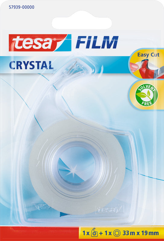 tesa Handabroller Easy Cut – für Rollenbreite bis 19 mm, für Bandlänge bis 33 m, Metallmesser, inkl. 1 Rolle