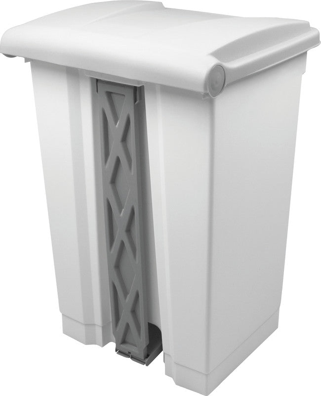 Helit Abfallcontainer – 45 l, mit Deckel, Kunststoff, weiss – B × H × T 410 × 600 × 400 mm