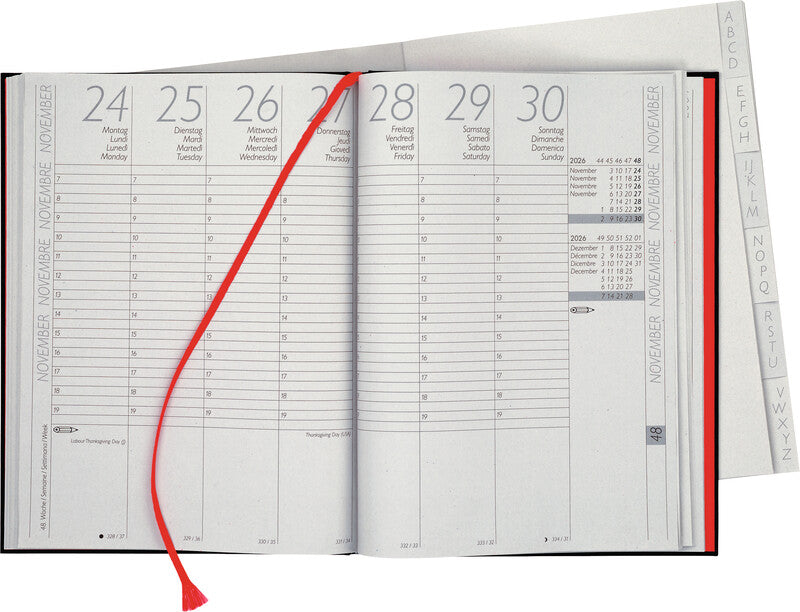 Biella LONGATTI Agenda – 1 Woche/2 Seiten, gebunden, 18 × 24,5 cm, 2026