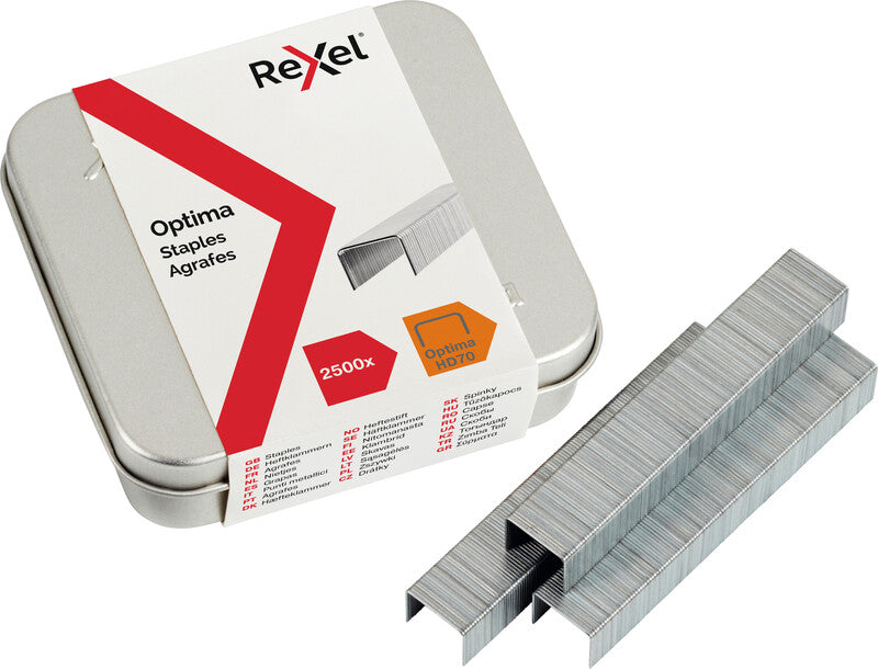 Rexel Heftklammernkassette – für Rapid Optima 60E – 9 mm, 70 Blatt – silber, Metall – 2500 Stk.