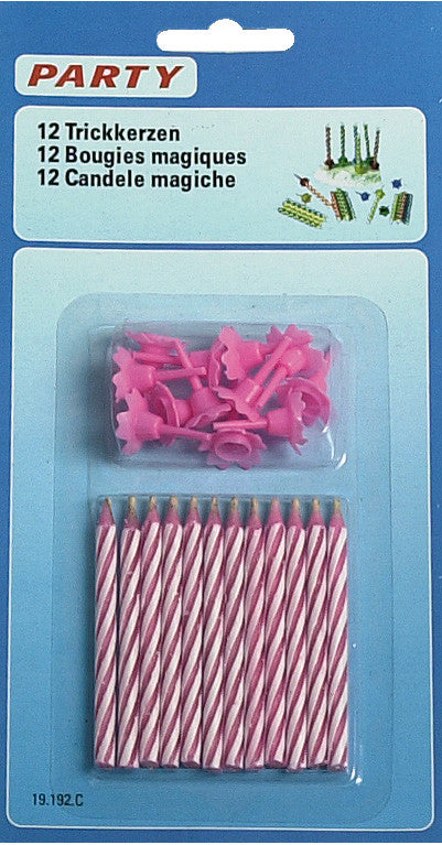 Party Geburtstagstrickkerzen, sortiert, Ø 6 mm × 70 mm, 12 Stück
