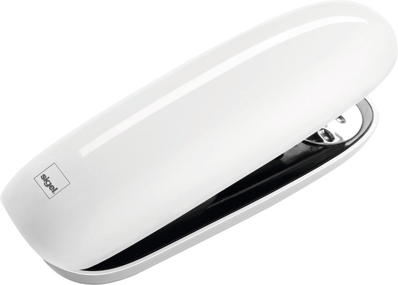 Sigel Eyestyle Hefter, 15 Blatt, für 24/6, 26/6, offene oder geschlossene Heftung, Einlegetiefe 120 mm, weiss
