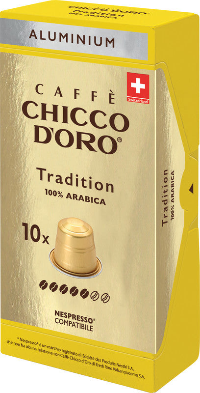 Chicco d'Oro Kaffeekapseln Tradition 100% Arabica – für Caffitaly & Nespresso – Intensität 4/7 – 10 Kapseln