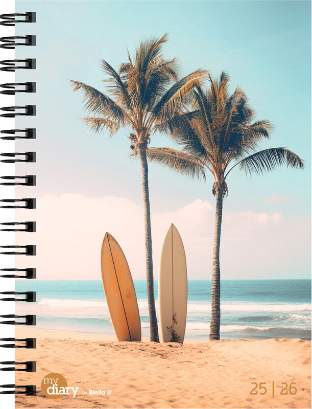 Biella mydiary Schüleragenda – 1 Woche/2 Seiten, Spiralbindung, A5, Aug–Jul, Beach, FSC