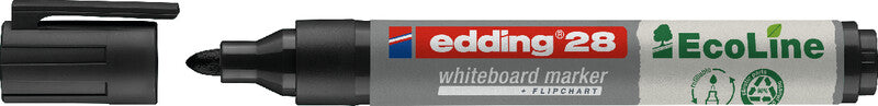 Edding Whiteboard-Marker 28 EcoLine – Rundspitze 1,5-3 mm – Schwarz – trocken abwischbar
