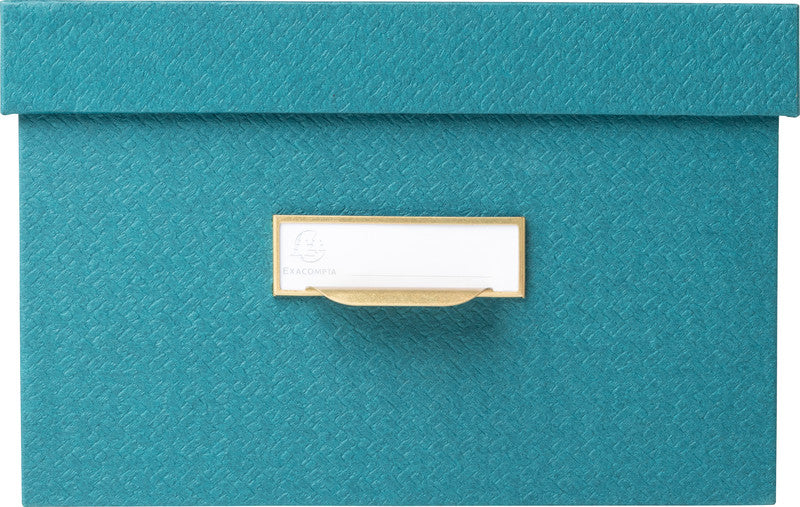 Exacompta Archivschachtel A4+ – mit Griffloch, stapelbar, 350 × 150 × 260 mm, blaugrün, Karton, 3er Set