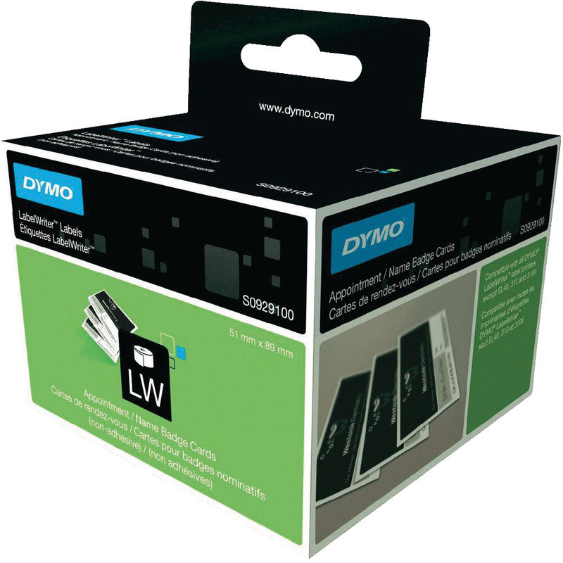 DYMO Endlos-Kartonschilder, 89 mm × 51 mm, weiss, Papier, nicht klebend, für LabelWriter-Modelle und andere