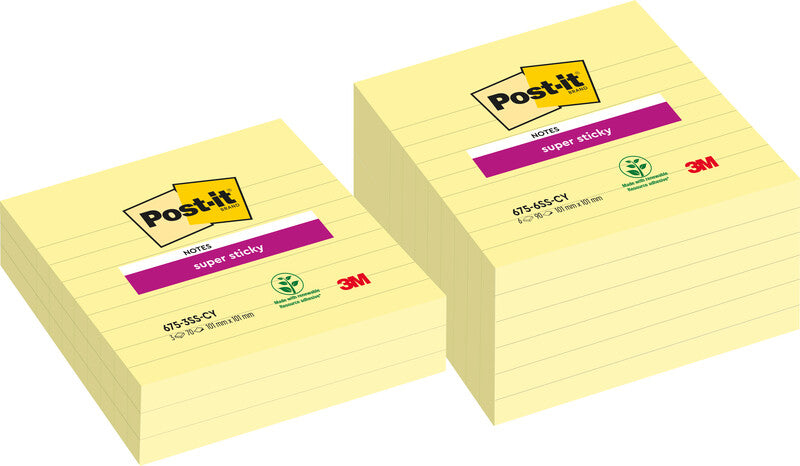 Post-it Haftnotizen Super Sticky – 101×101 mm – gelb, 3×70 Blatt, PEFC