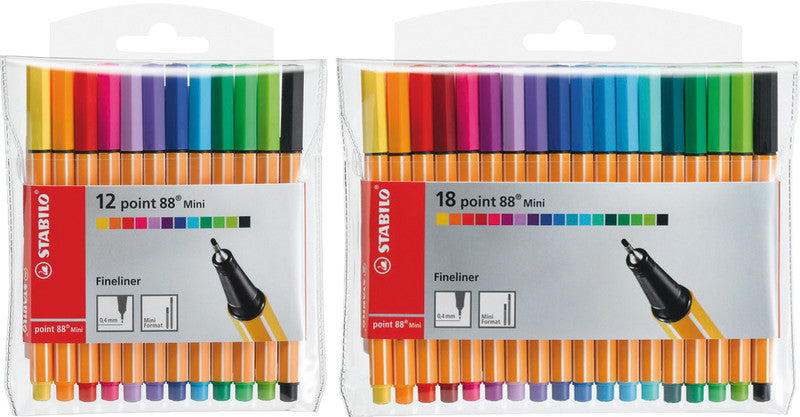 STABILO Fineliner – 12er-Set 0,4 mm – 12 Farben, sortiert