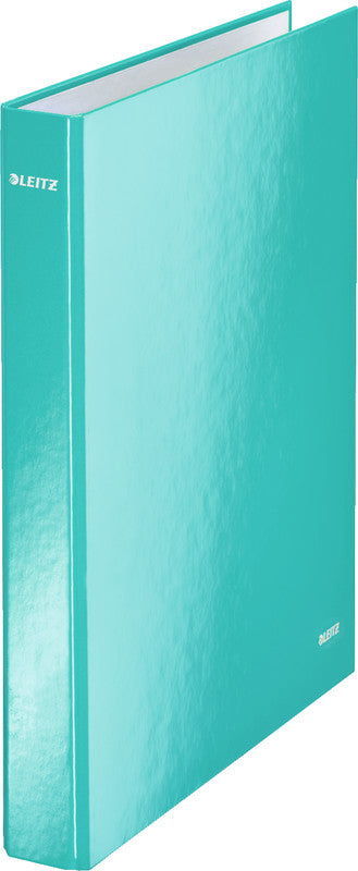 Leitz Ringbuch WOW – A4 Hochformat – 2-Ring Bügelmechanik, Ø 25 mm, Rücken 40 mm – Eisblau, Karton, FSC
