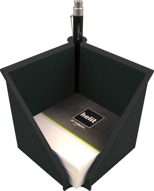 Helit Zettelbox – Kunststoff, schwarz, 127 × 117 mm