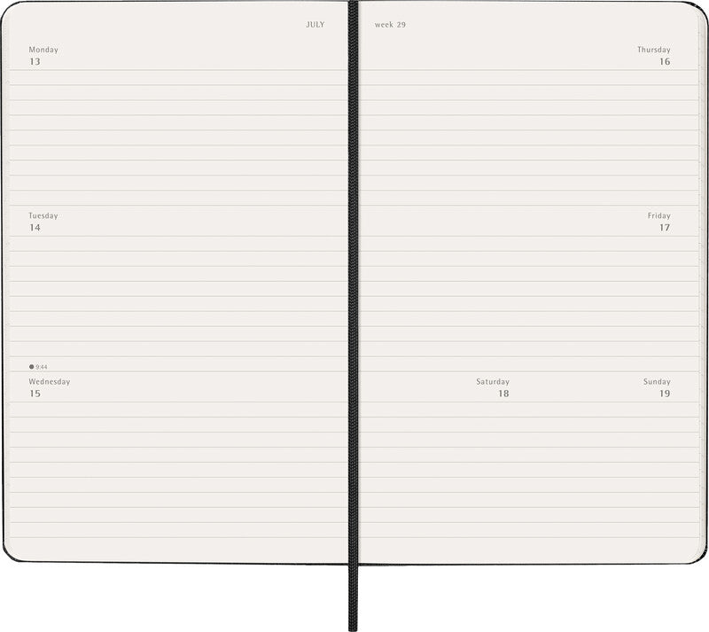 Moleskine Agenda – 1 Woche/2 Seiten, gebunden, 13,0 × 21,0 cm, 2026, schwarz, FSC