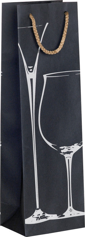 Zoewie Flaschentüte Everyday – Glas Wein – mit Heissfolienprägung – 120 × 390 × 90 mm – silber