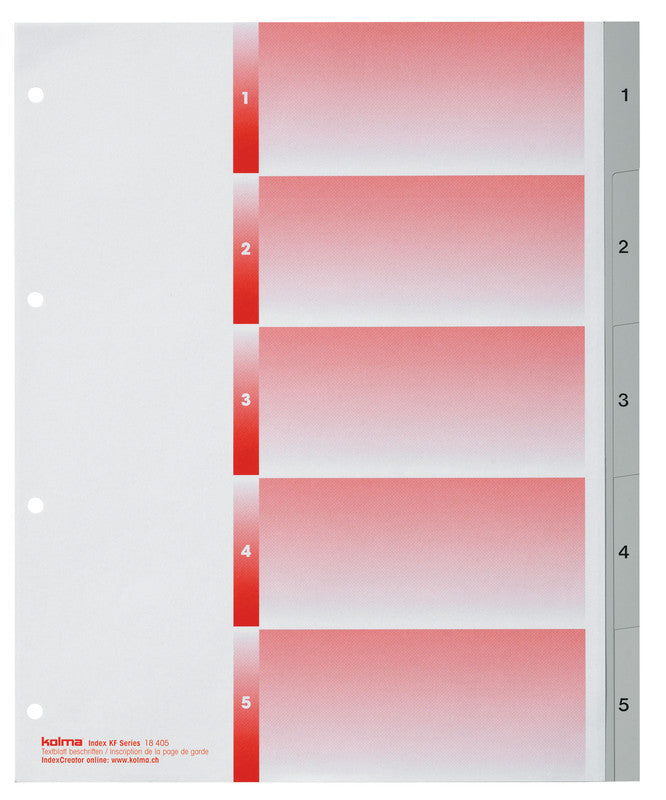 KolmaFlex Register – A4, PP, grau, vorgedruckt, mit Indexblatt, 4-fach gelocht