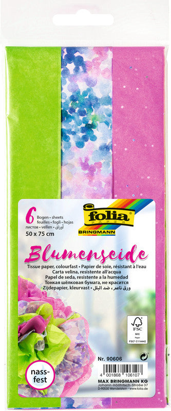 Folia Seidenpapier, 20 g/m², 50 × 75 cm, Pink, 6 Blatt, FSC Mix