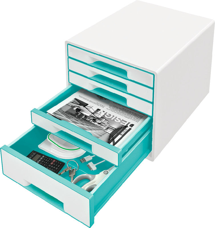 Leitz Wow Cube Aufbewahrungsbox – türkis, weiss, Gummi