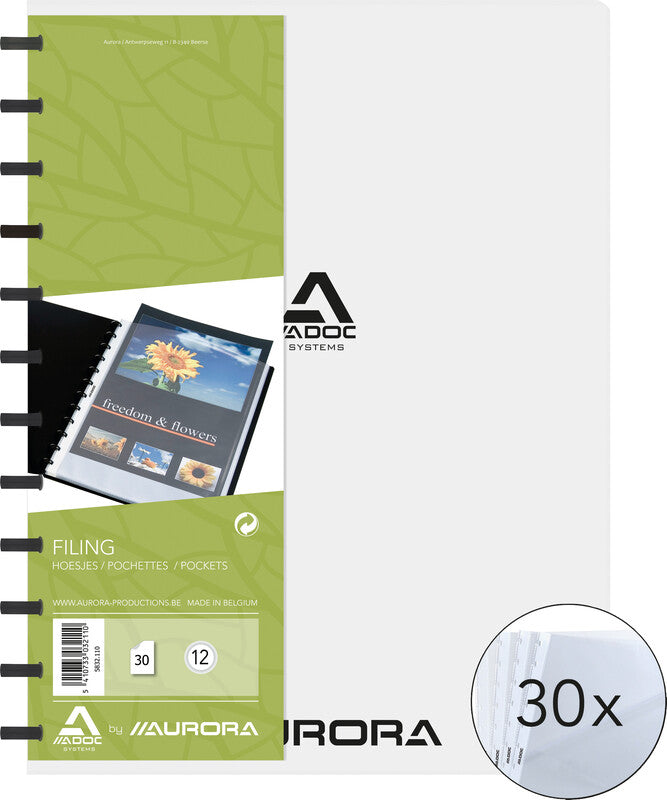Adoc Bind-Ex Aurora Sichtbuch – 30 Sichttaschen, A4, austauschbar, genarbt, antireflex, transparent