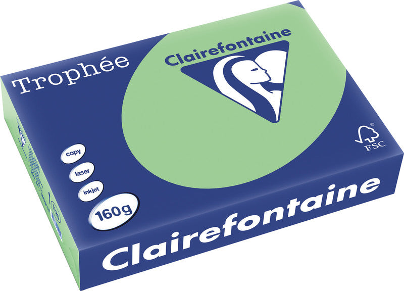 Clairefontaine Kopierpapier – A4, 160 g/m², naturgrün – für Inkjet/Laser/Kopierer – FSC – 250 Blatt