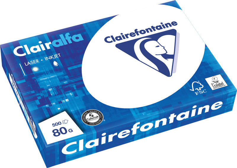 Clairefontaine Kopierpapier – A3, 80 g/m², hochweiss – für Inkjet/Laser/Kopierer – 500 Blatt