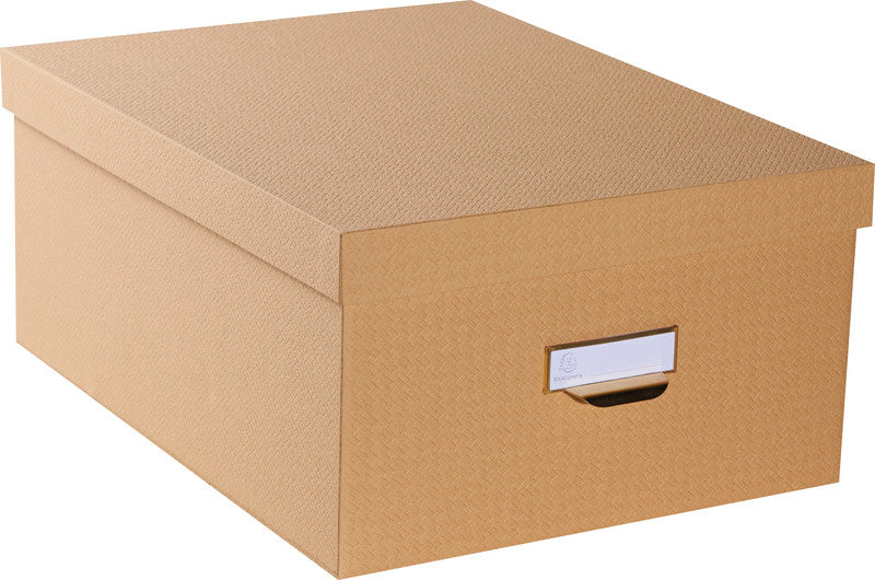 Exacompta Office by Me Archivschachtel A4+ – mit Griffloch, stapelbar, beige, Karton, 3er Set